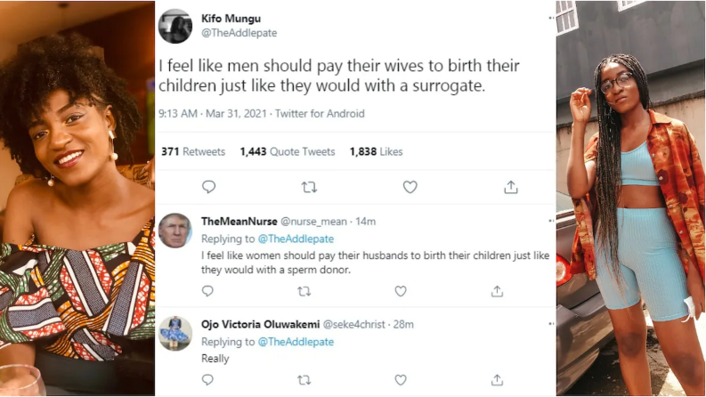 Woman Says Men Should Pay Their Wives to Give Them Children
